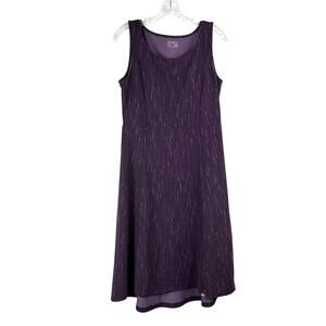 Eddie Bauer Midi Tank Dress Size Medium Purple Print Sleeveless Jersey Casual